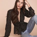 Free People Colette Printed Top Black White Size M Photo 0