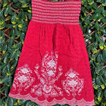 Flying Tomato Bohemian 100% Cotton Red Mini Strapless Dress Dress Size Small Photo 0