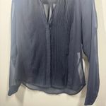 Fate Top Women XS Blue Pin tuck Sheer Button Up Blouse Long Sleeve Officecore Photo 2