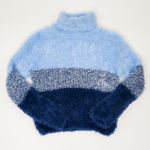 Vintage 90s Girl Identity Blue Striped Eyelash Turtleneck Sweater Size XS Photo 1