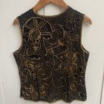 VTG 90s Spenser Jeremy 100% Beaded Silk Top Size M Black Gold Sleeveless Formal Size M Photo 5