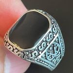 Natural black obsidian S925 silver ring size 8 Photo 4