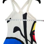 Boutique  Halter Maxi Dress XS White Abstract Face Print Art To Wear Beach Resort Photo 7