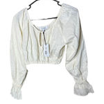 We Wore What  Linen Blend On/Off Shoulder‎ Tie Front Top Size XS Photo 0