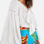 Farm Rio  White Pineapple Embroidered Long Sleeve Boho Blouse Size Large Cotton Photo 0