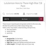 Lululemon ‎ Here to There High-Rise 7/8 Pant Dark Olive/Dark Olive size 10 Photo 4