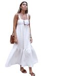 ZARA Women's White Voluminous Textured Weave Midi Dress Size M Photo 8