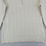 Ralph Lauren Black Label Cream Cable Knit V Neck Cashmere Sweater Womens Large Photo 6