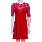 Sandro Paris Red Lace Bustier Style Christmas Holiday Short Dress Size Small Photo 10