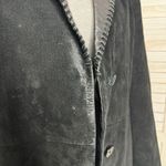 Terry Lewis Vintage Suede Blazer Jacket Black Medium Leather Collar Photo 13