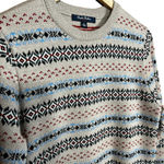 Brooks Brothers Women's Merino Wool Beige Fair Isle Crewneck Sweater Size L Photo 3