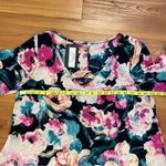 Acting Pro Watercolor A Line Floral Mini Dress Pockets Criss Cross V Photo 1