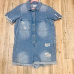 Sunland boutique Cotton Denim Romper With Distressed Detail in Denim sz … Size L Photo 3