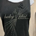 Baby Phat Vintage Y2K Black Glitter Logo Fitted Scoop Neck Tank Top Large L Photo 1
