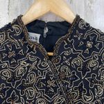 J Kara New York Formal Beaded Top Womens XL Black Silk Zip Back Photo 2