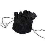 Vintage Black Velvet Drawstring Pouch Purse Ruffled Top Small Evening Formal Bag Photo 2