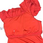 Carmen Marc Valvo Swimsuit Red One Shoulder Ruffle One Piece 4 6 Photo 2