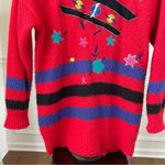 Vintage 80s 1980s Rafael Acrylic Mohair Biplane Airplane Novelty Sweater M Red Size M Photo 2