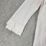 Vintage Womens Shirt XL White Scoop Neck Long Sleeve Ruffle Cuffs Pullover Photo 9