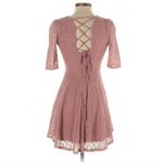 Love, Fire  Fit and Flare Dress Woman’s size large Lace up back Dusty Rose Photo 13