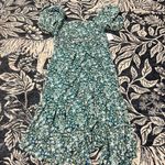 ASTR Floral Green Midi Dress Asymmetrical Ballon sleeve size XL Revolve NEW Photo 6