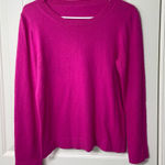 Women’s bright hot pink speckled textured Crewcut soft knit long sleeve‎ sweater Photo 0
