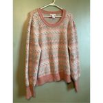 Design History  Metallic Crewneck Sweater Long Sleeve Casual Pink Silver XXL Photo 1