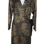 INC International Concepts Glitterati Metallic Black & Gold Wrap Dress XXL Photo 1
