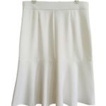 NYCC Ivory Pockets Enamel Buttons Flounce Hem Trumpet Skirt Size Medium NEW White Photo 5