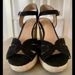 American Eagle Black Suede Strap Basket Weave Platform Wedge Sandal Shoes: Sz. 8 Photo 3