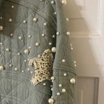 POL Seafoam Quilted Bomber Jacket with Star Details and Pearls Photo 9