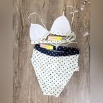 Summersalt  The Lace-Up High Leg High Rise Bikini Bottom Square Dot in White Sand Photo 2