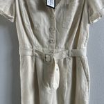 Paige  Aislee Belted Linen Blend Jumpsuit in Parchment New Size 4 Photo 7
