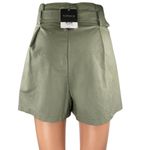 Topshop NEW Women's Green Faux Leather Vegan High Rise Paperbag Shorts Size 4 Photo 2