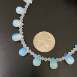 Opalite Teardrop Top Drilled Beaded 18” Necklace W/ Sterling Silver Clasp 32g. White Photo 5