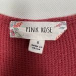 Pink Rose  Waffle Knit Tie Front Pink Top Size Small Photo 1