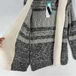 Lety & Me Dockerie Sherpa Trim Hooded Open Front Cardigan Gray Womens Size S Photo 7