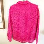 Anthropologie  Maeve Size 4 Pink Floral Lace Button Front Top Rolled Sleeve Photo 5