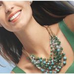 Stella & Dot Maldives Green Blue layered Necklace Coastal Career Turquoise Gold Photo 1