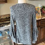 Penelope Project Sweater Heather Black Flowy Bell Waterfall Sleeves Choker Neck Size XS Photo 11