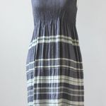 Max Studio  Slate Grey Light Yellow Stripe Sleeveless Scoop Smock Dress Small Photo 0