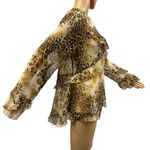 Simonton Says by George Simonton Animal Print Ruffled Kimono QVC Blouse Medium Brown Photo 5