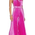 L'IDEE Low Back Cinema Jumpsuit in Flamingo Medium New Womens Satin Dressy Pink Photo 0