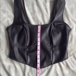 Black Faux Leather Crop Top Size M Photo 3