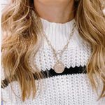 Pomina Chunky Gold Plated Fashion Toggle Necklace Antique Coin Pendant Photo 0