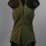 Becca Swimsuit One-Piece Design Halter Neckline Durable Fabric Blend Green M NWT Photo 0