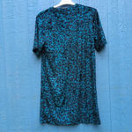 ASOS Women Dark Teal Velvet Cheetah Print Mini Dress Tall Size 6 Photo 1