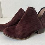 Lucky Brand  Ankle Booties Womens 7 Baley Maroon Suede Leather Perforated Boots Photo 0
