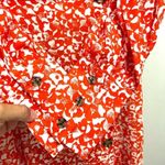 Ganni NWT Dress Abstract Floral Orange Dot Crepe Midi Size 2 Photo 7