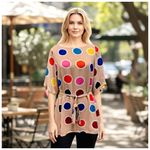 Joy Joy  Women's Polka Dot Twist-Front Pleated Dress. Multi-Color. Medium Photo 3